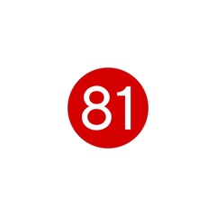 This image shows a red circle with the number 81   in white, centered on a plain white background
