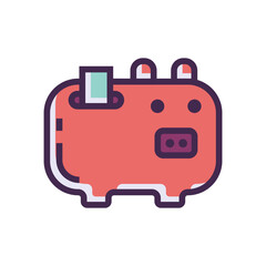 Pixelated Pink Pig Icon animal farm