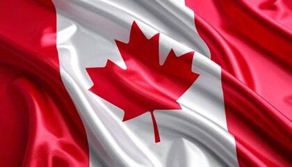 Canadian Flag: The vibrant Canadian flag, a symbol of national pride and identity, flutters gracefully in the wind, its red and white colors evoking a sense of patriotism and unity.
