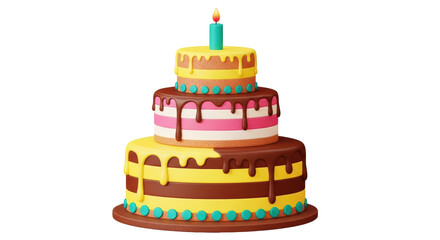 Isolated Birthday Cake with Candle