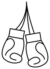 Black Outline Hanging Boxing Gloves After Match