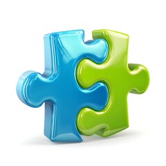 Fototapeta premium Two Puzzle Pieces Interlocking Together