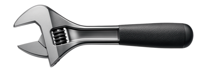 Dual-scale adjustable wrench with metric and imperial measurements for a machinist's toolbox.