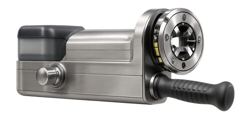 Compact pipe threading machine with a built-in coolant system for a fabrication workshop.