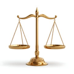Golden Scales of Justice on White