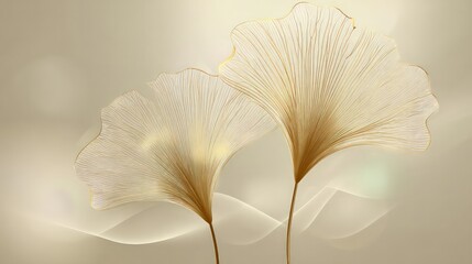 Golden Ginkgo Leaves Elegant Design Background
