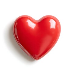 Glossy Red Heart on White Background
