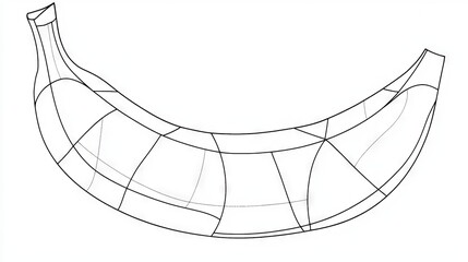 73.A simple yet playful worksheet showcasing a traced outline of a banana for preschoolers, with sections for coloring and tracing practice, designed with bold, thick lines to aid young learners.
