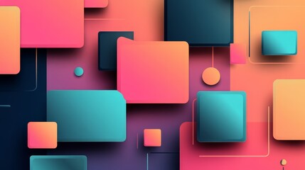70.A sleek, minimalist vector poster collection featuring abstract geometric shapes framing empty speech bubbles and textboxes, designed on gradient backgrounds with complementary colors and subtle