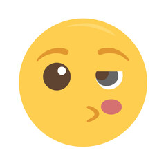 Kissing Face Emoji with Puckered Lips and Winking Eye Vector Illustration