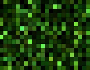 Abstract mosaic of varying shades of green squares
