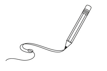 Continuous line art of pen tool vector, writing instrument with editable stroke for minimalist design