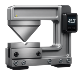 Mid-sized hydraulic press brake with a digital angle gauge for a medium-sized manufacturing facility.