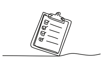One line checklist clipboard vector with editable stroke – minimal office, task, and productivity symbol