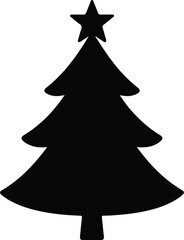 Obraz premium Silhouette simple christmas tree with star vector Illustrator