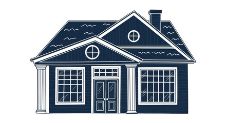 Isolated Blue House Illustration