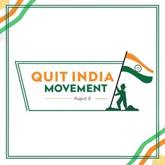 Quit India Movement illustration isolated background with indian flag