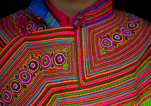 Detail of a traditional flower hmong dress, Sapa, Vietnam