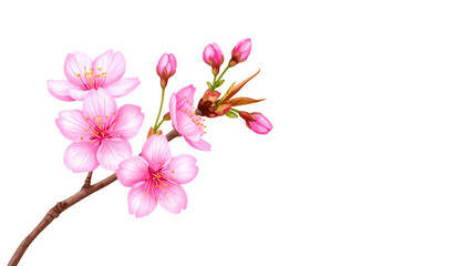 A bright pink bouquet, including roses and tulips, is elegantly placed on a white background