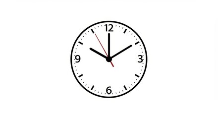 Fototapeta premium Clock Showing Time on White Background Simple Illustration