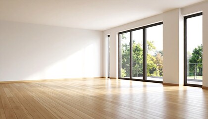 Fototapeta premium Empty modern room with large windows (2)
