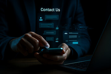 Online banking and online shopping concept with hand using smartphone laptop and digital technology