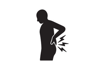 Back Pain icon silhouette vector with white background