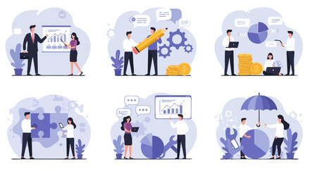 Set of business people concep...