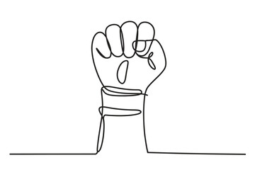 Continuous line fist vector – strength, protest, resistance concept art with clean stroke