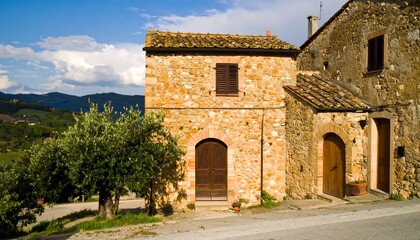 Quaint stone house nestled in a hillside village