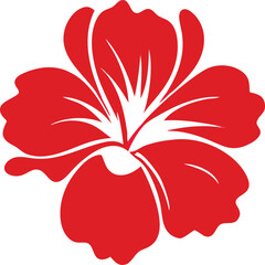 Vibrant red orchid silhouette with delicate white petal veins on a clean white background © Vector Stock