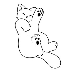 Cute cartoon cat vector line art illustration 
