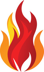 Vibrant stylized flames in a fiery display of red orange and yellow colors evoking heat and energy