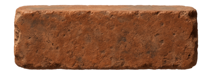 Reclaimed brick with chipped edges and mottled red-brown coloration