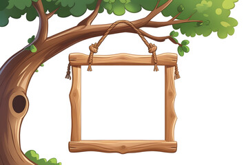 Brown antique wooden frame with a blank tree design