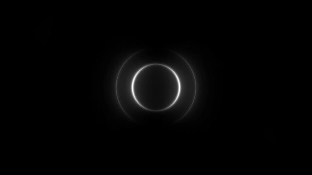 Abstract neon circle radio waves looping background. Searching process in futuristic interface. Radar signal concept. Vibrant neon background illustrates wireless communication.