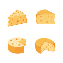 Cartoon Cheese Collection with Holes Vector Illustration on White Background