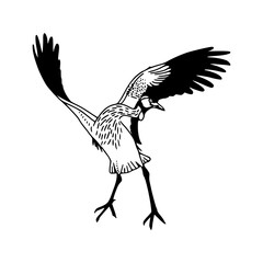 stylized crane in dynamic pose