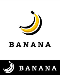Obraz premium Creative and modern banana logo design featuring a stylized abstract banana icon in flat and minimalist style 