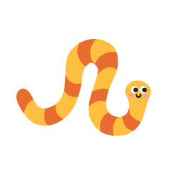 Fototapeta premium Cute worm insect illustration, vector, simple, flat design for children's posters, books, backgrounds and children's room decoration. Insect isolated on a white background