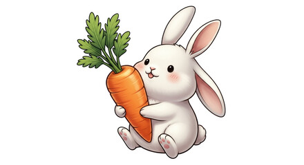 Isolated Rabbit Holding Carrot