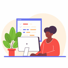 Woman Learning to Code – Self-Study and Career Reskilling Illustration