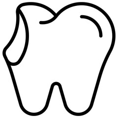 Decayed Tooth Outline Icon Vector Design - tooth with a missing or chipped part, representing dental decay, tooth damage, and cavity problems