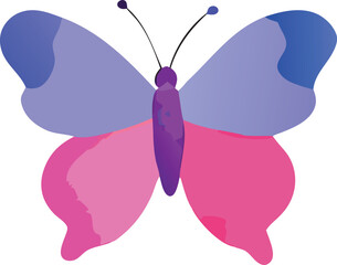 A charming cartoon butterfly with large colorful wings in shades of purple and pink perfect for children s designs