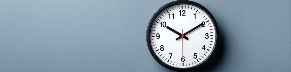 Time is Ticking: Simple Clock at 12 O'Clock, Symbolizing Urgency in Business Meeting with Copy Space
