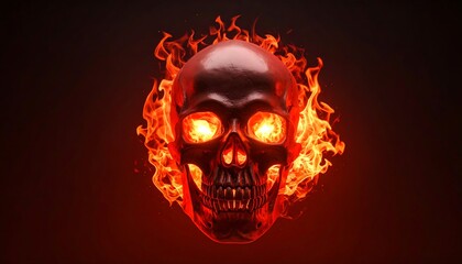 Fiery skull on dark background