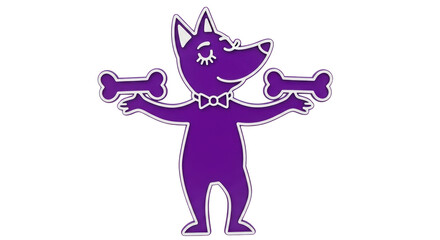Isolated Cartoon Dog with Bones