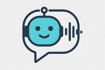 Obraz premium Chatbot icon with a smiling face and sound wave representation 
