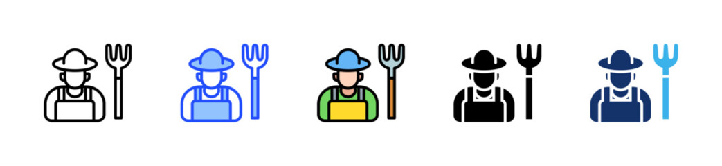 Farm Owner Icon Collection With Multiple Styles
