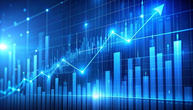 Abstract financial chart with rising graph